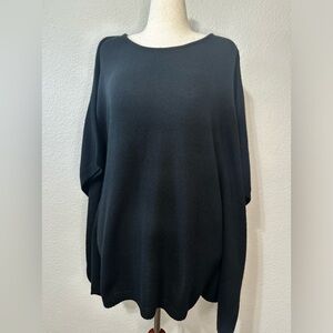 Calypso St. Barth Black Cashmere Boatneck/Crewneck Poncho Tunic Sweater. Size L